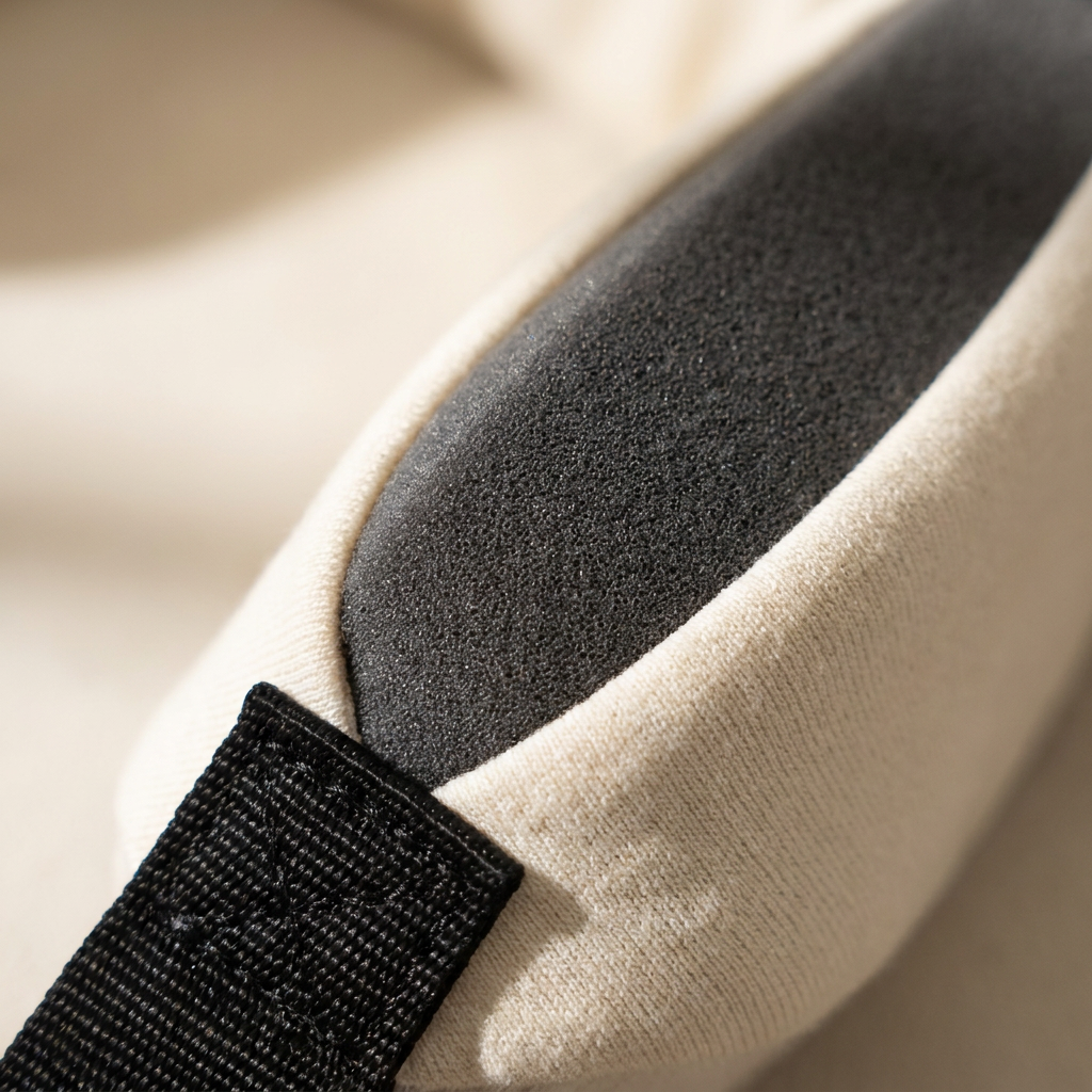 Macro close-up of NeckReset Pro premium memory-foam head cradle texture