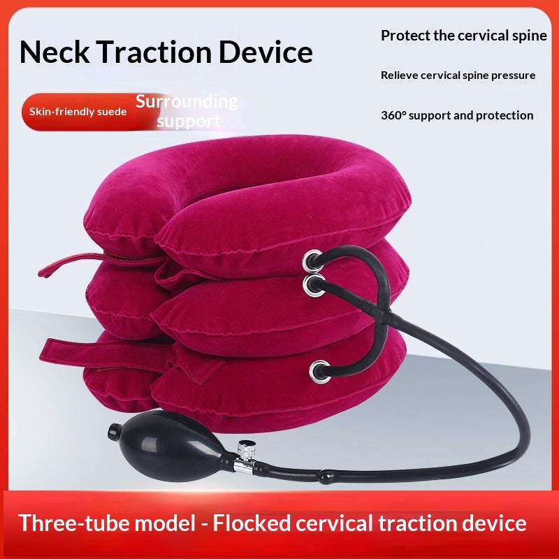 NeckReset Air inflatable cervical collar shown in detail for travel-friendly neck traction